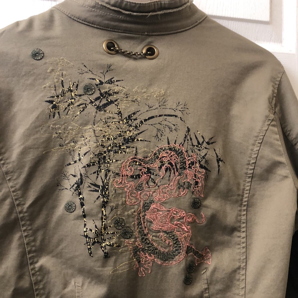 Torrid Olive Utility Jacket With Embroidered Deta… - image 5